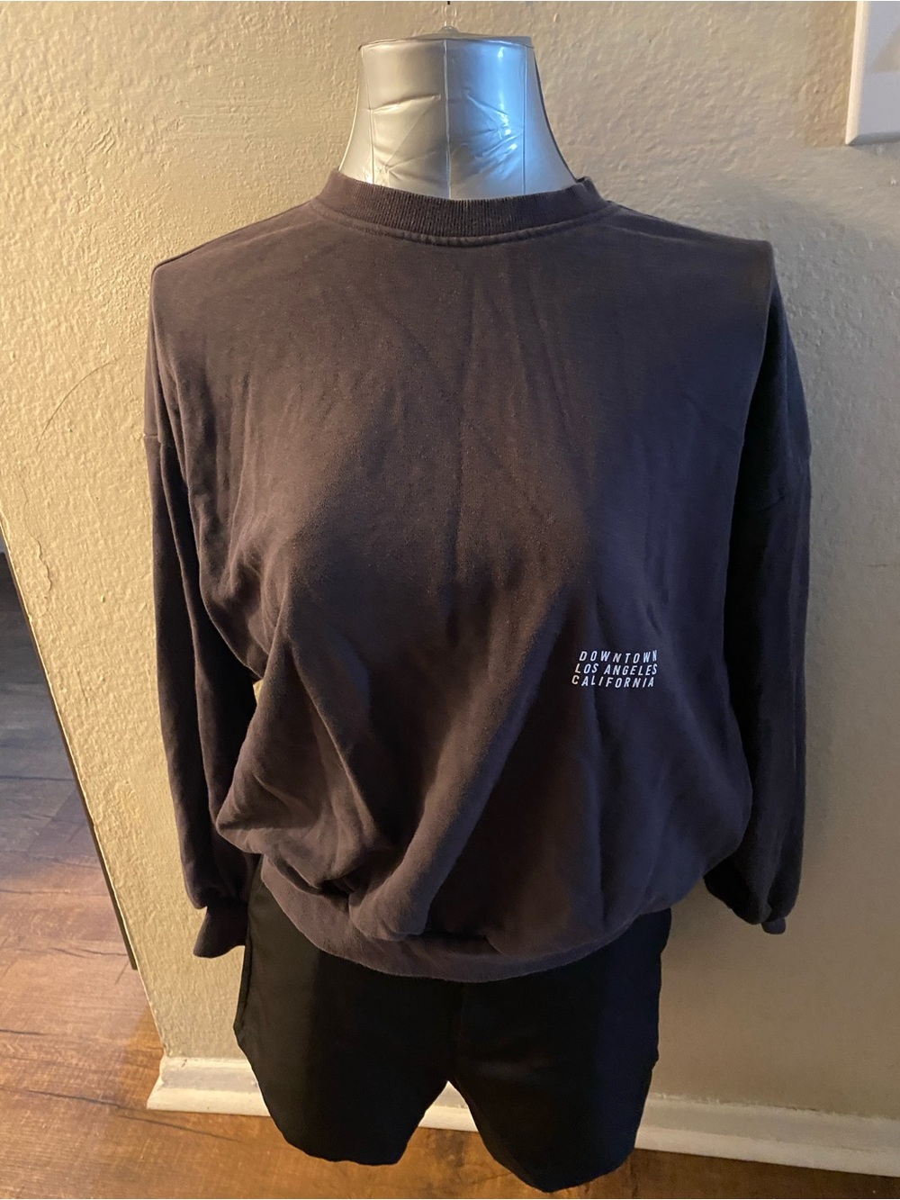 Men's Black Crewneck Sweatshirt - Downtown Los Angeles Print